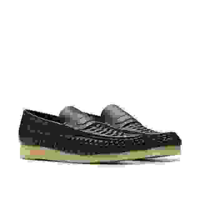 Clarks Wallabee Penny Weave Black Leather