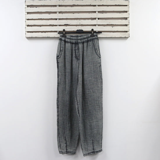 classic collection Charcoal elastic waist cotton pants with pockets