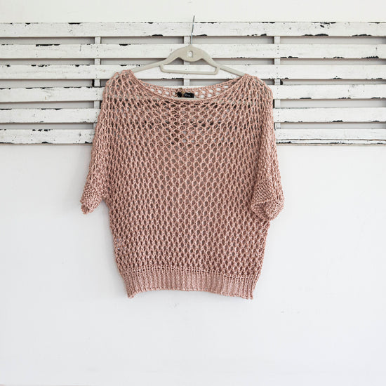 classic collection Pink crotchet short sleeve top