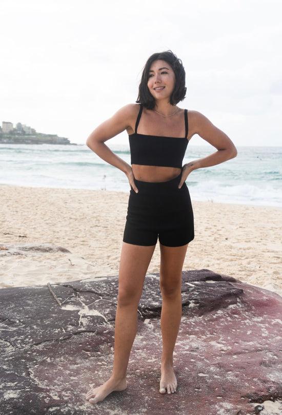 classic collection Ribbed linen crop top