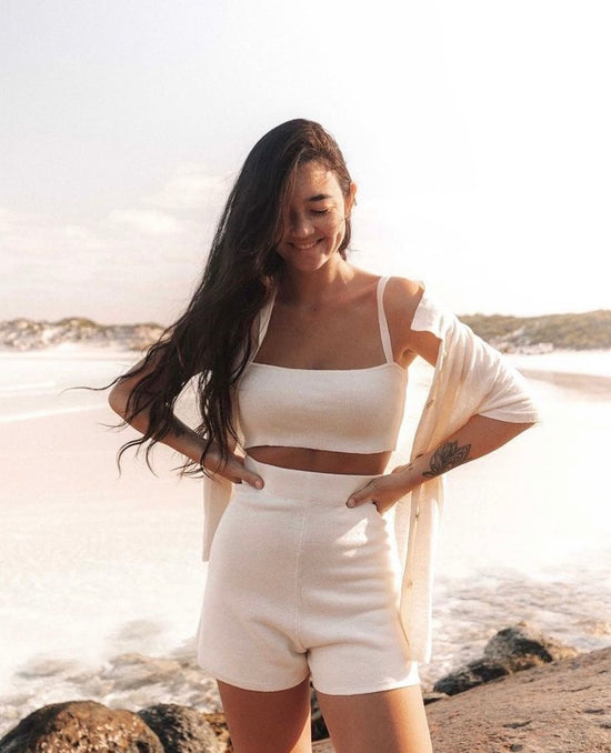 classic collection Ribbed Linen crop top