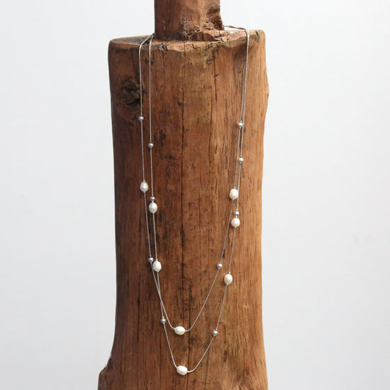 classic collection Gold double strand necklace with crystal and gold balls