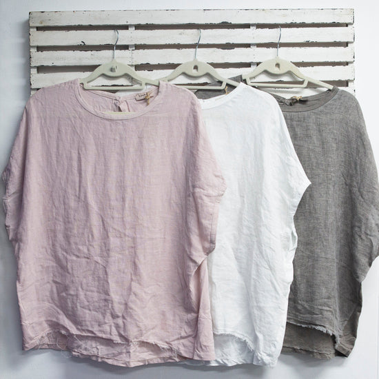 classic collection Linen short sleeve top with cotton back