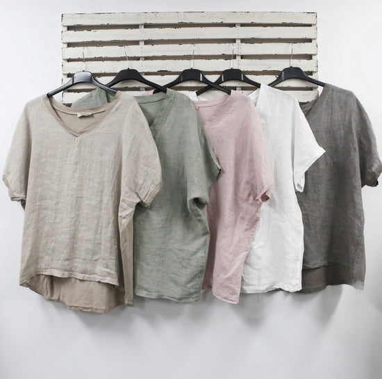 classic collection Linen V neck top with cotton back
