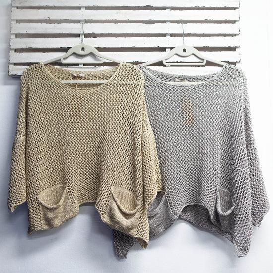 classic collection Lurex crotchet knit with pockets