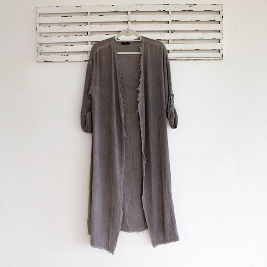 classic collection Mushroom woven linen long jacket