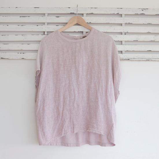 classic collection Pink linen short sleeve top with cotton back