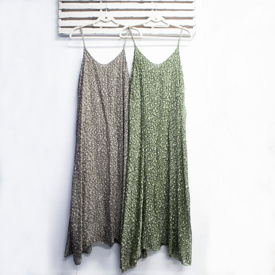 classic collection Silk blend shoe string animal print dress with cotton inlay