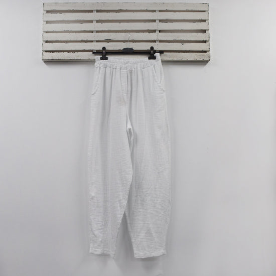 classic collection White elastic waist cotton pants with pockets 2 per pack