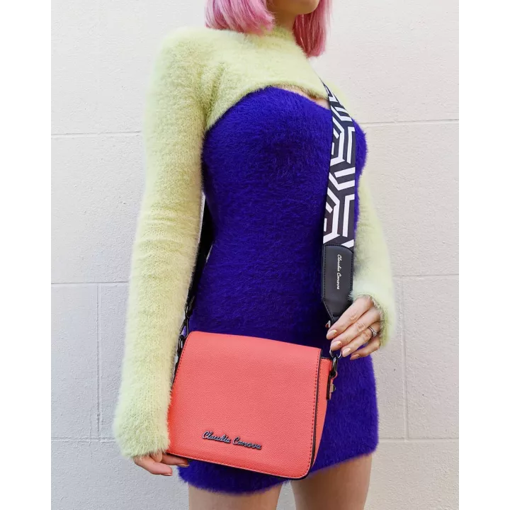 Claudia Canova Alice Line Print Interchangeable Bag Strap Black-White