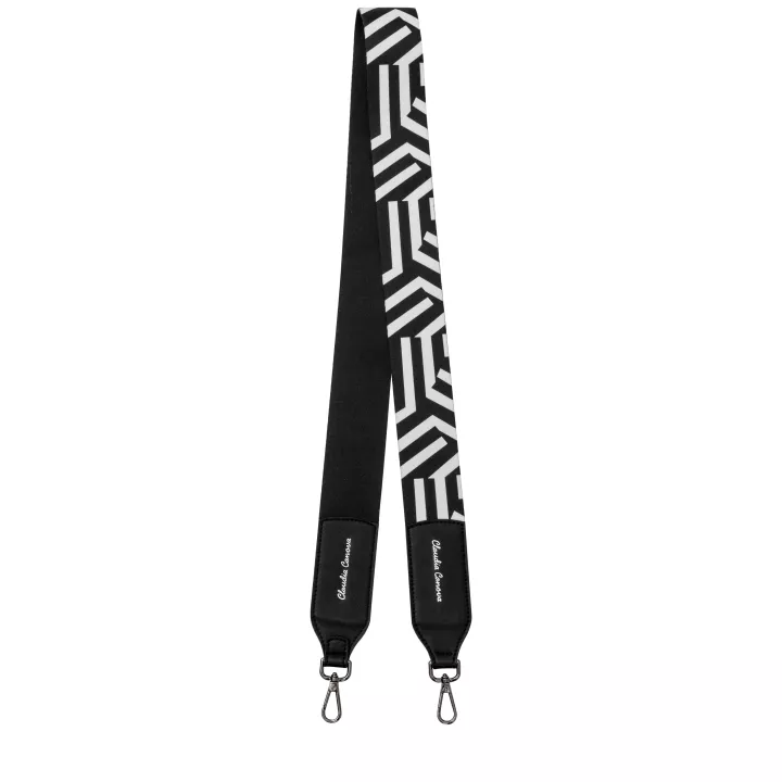 claudia canova Alice Line Print Interchangeable Bag Strap Black-White