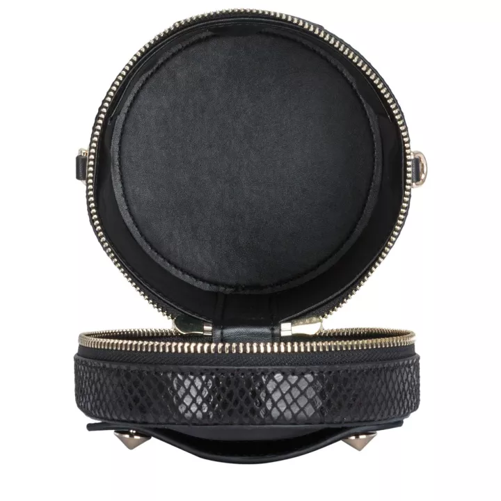 Claudia Canova Angel Bucket Snake Print Crossbody Bag Black