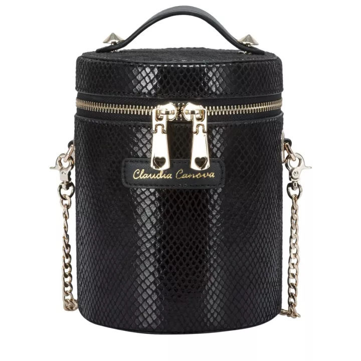 claudia canova Angel Bucket Snake Print Crossbody Bag Black