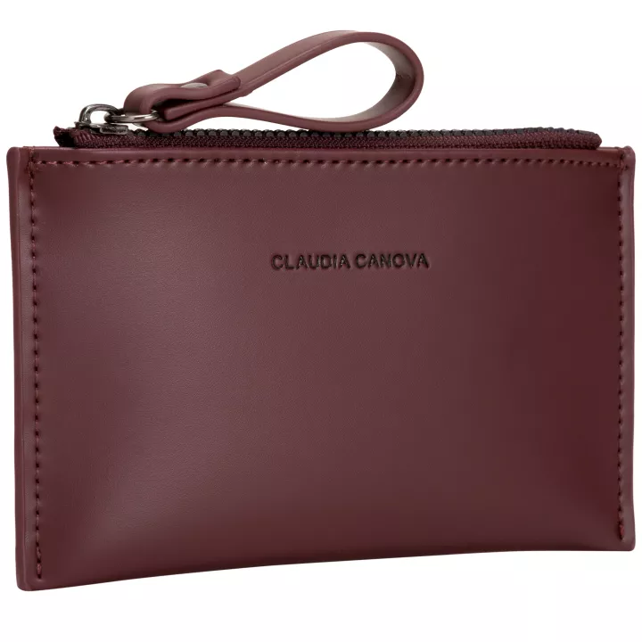 Claudia Canova Brienne Carella Zip Top Credit Card Slot Purse Burgundy