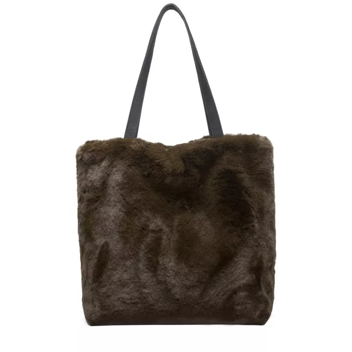 Claudia Canova Teddie Nola Faux Fur Tote Bag Green
