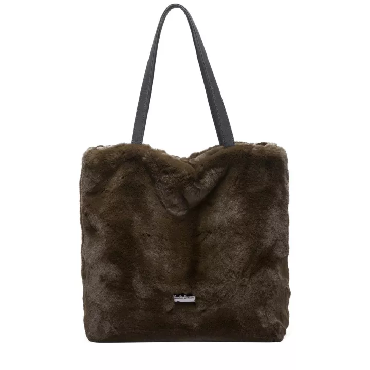 claudia canova Teddie Nola Faux Fur Tote Bag Green