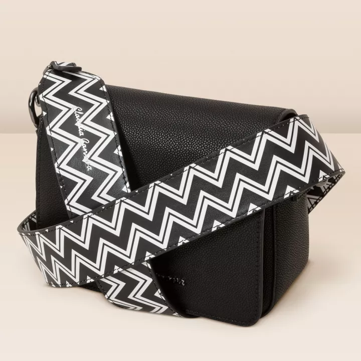 Claudia Canova Eliza Zigzag Print Interchangeable Bag Strap Black-White