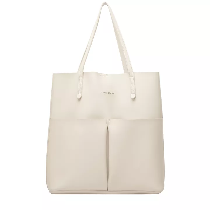 Claudia Canova Home Unlined Pocket Shopper Tote Bag Chalk