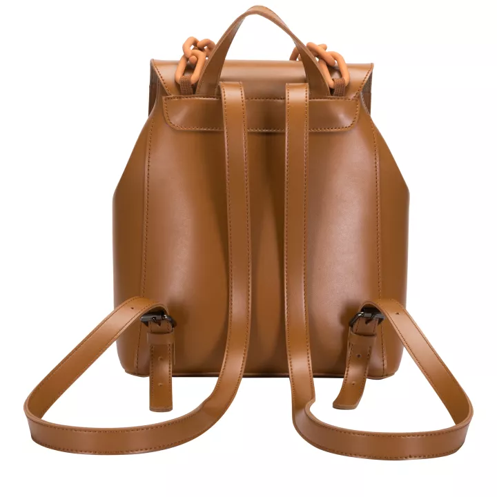 Claudia Canova Katea Sophia Flapover Backpack Chain Detail Tan