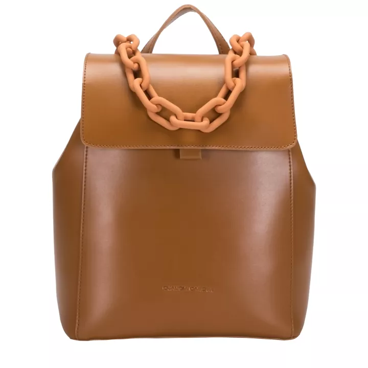 claudia canova Katea Sophia Flapover Backpack Chain Detail Tan