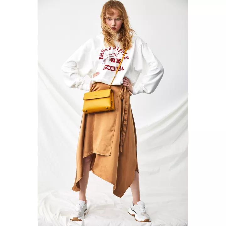 Claudia Canova Lori Cindi Flapover Crossbody Bag Mustard