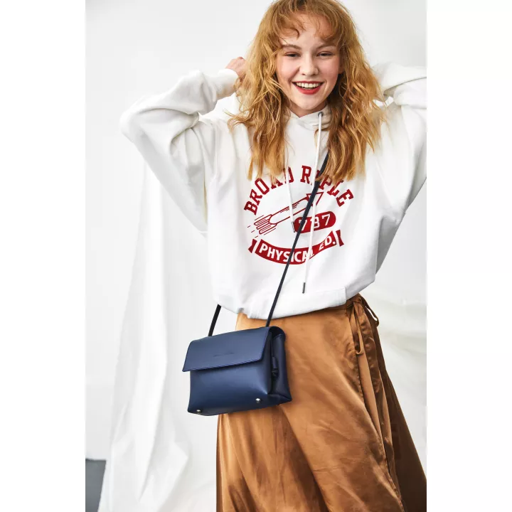 Claudia Canova Lori Cindi Flapover Crossbody Bag Navy