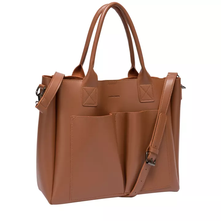 Claudia Canova Lori Megan Xl Front Pocketed Tote Bag Tan