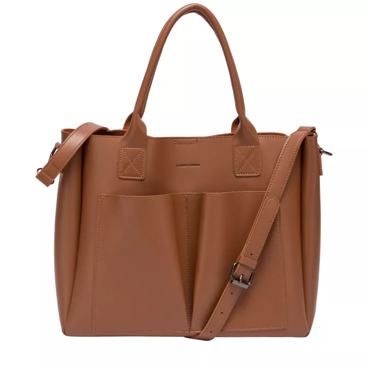 Claudia Canova Lori Megan Xl Front Pocketed Tote Bag Tan