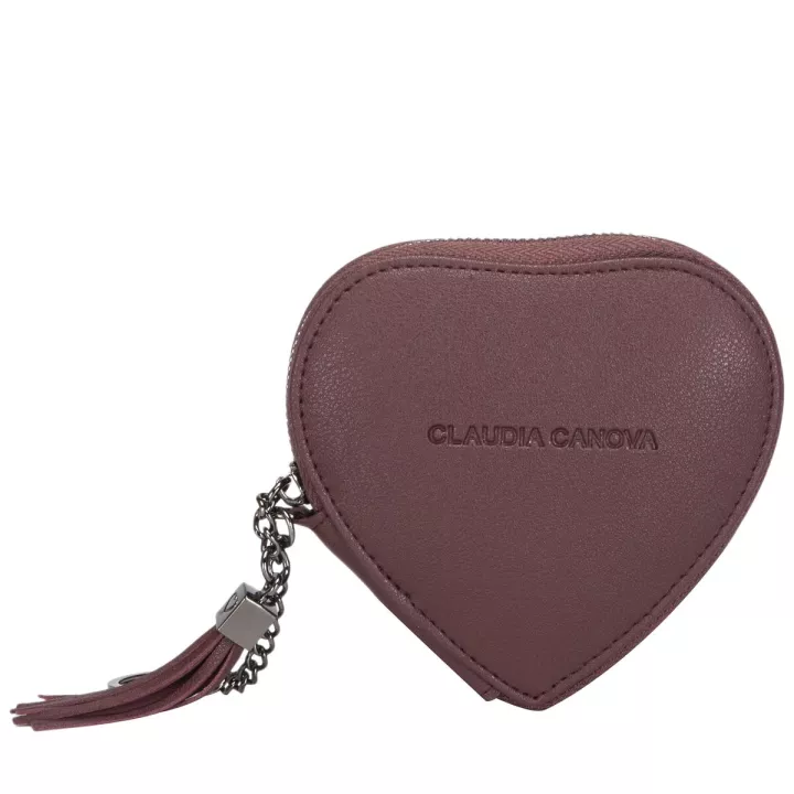 claudia canova Lori Zip Round Heart Shaped Purse Burgundy