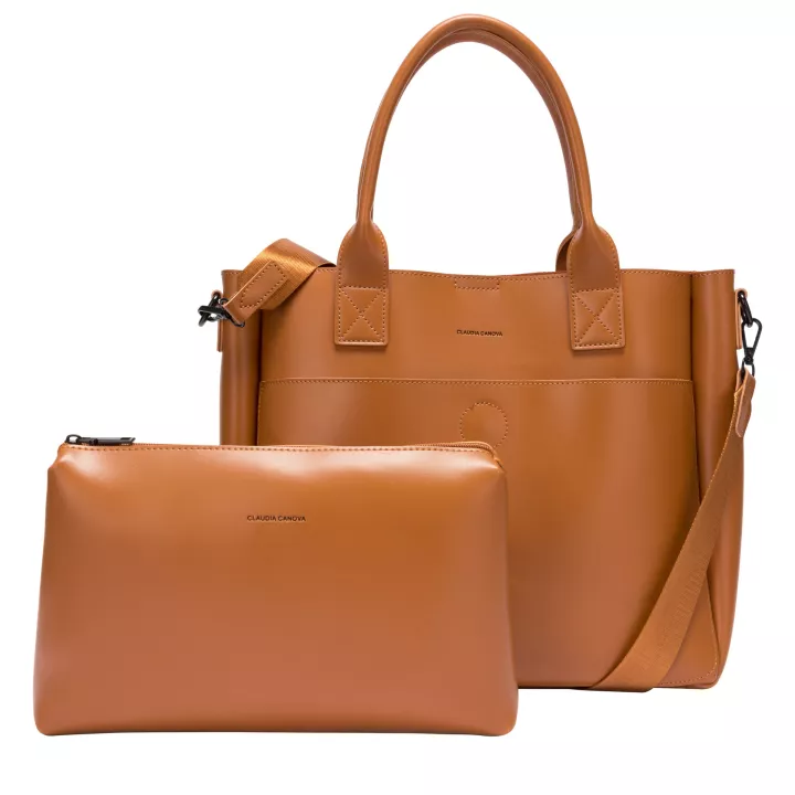 claudia canova Milan Amilia Xl Single Pocket Tote Grab Bag Tan