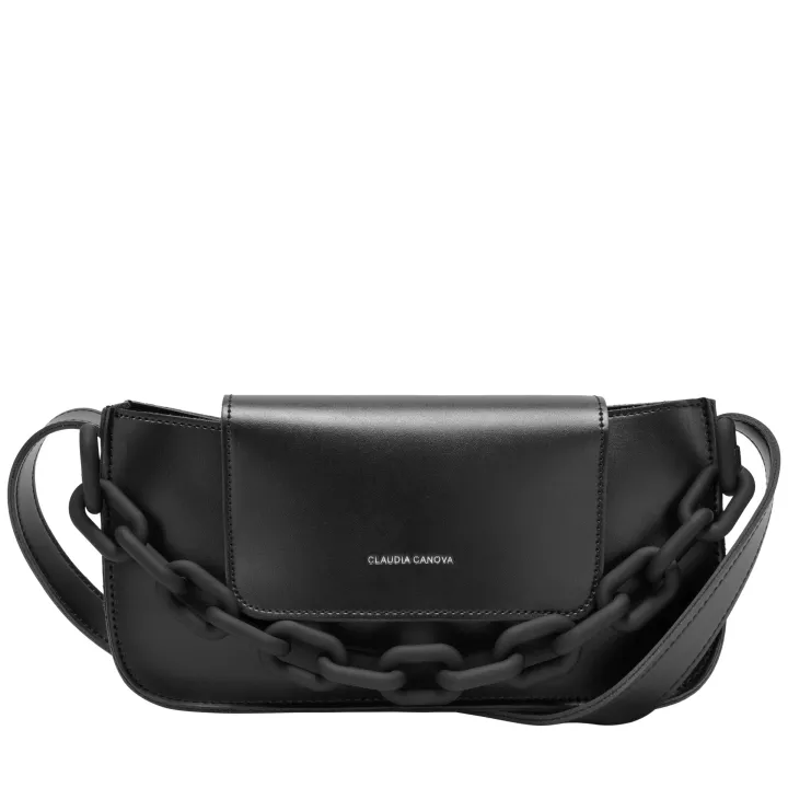 Claudia Canova Milan Esme Flap Over Shoulder Bag Black