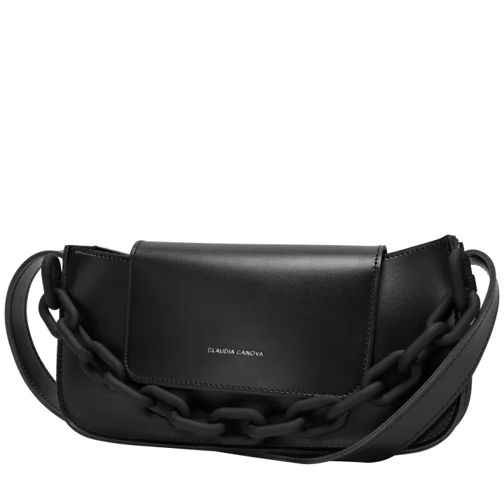 Claudia Canova Milan Esme Flap Over Shoulder Bag Black