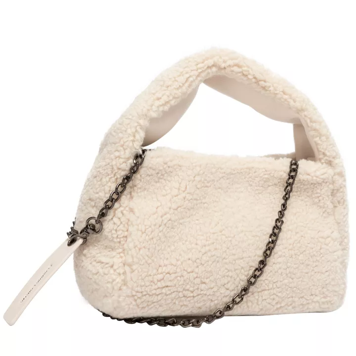 Claudia Canova Milan Inara Teddy Grab Crossbody Bag Beige