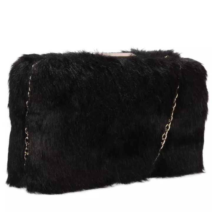 Claudia Canova Pandora Nol Faux Fur Clutch Bag Black