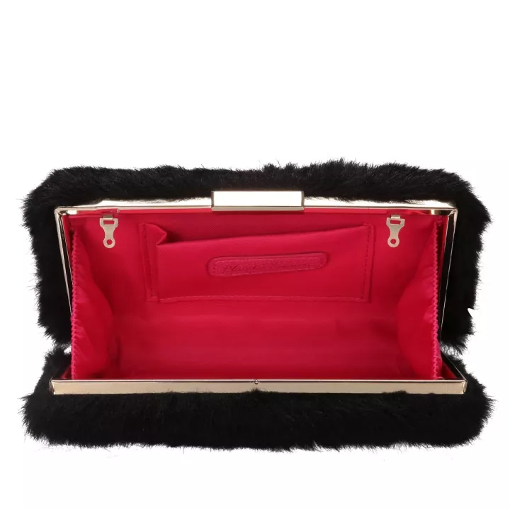 Claudia Canova Pandora Nol Faux Fur Clutch Bag Black