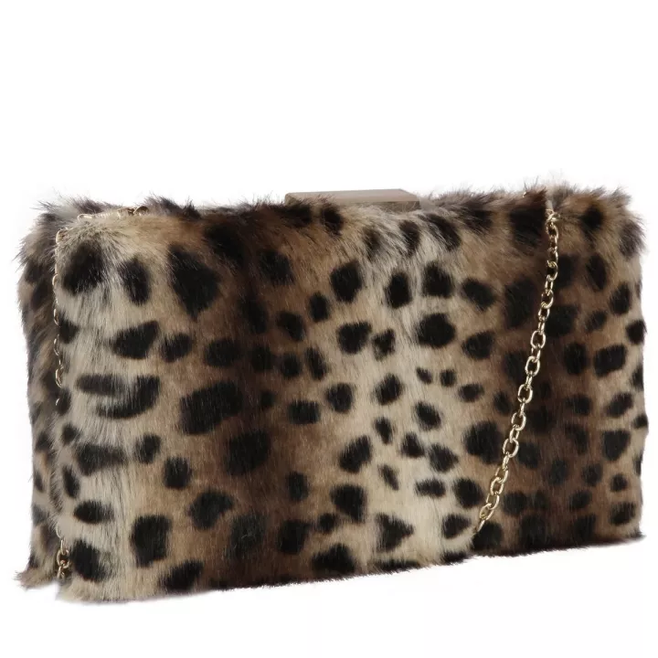 Claudia Canova Pandora Nol Faux Fur Clutch Bag Leopard