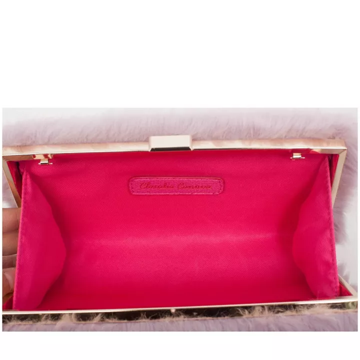 Claudia Canova Pandora Nol Faux Fur Clutch Bag Lilac