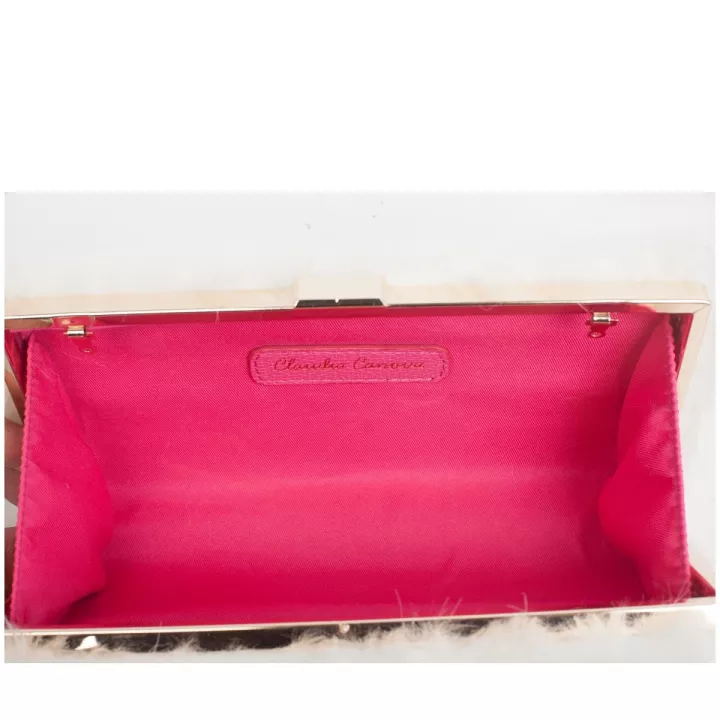 Claudia Canova Pandora Nol Faux Fur Clutch Bag White