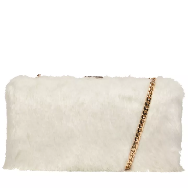 claudia canova Pandora Nol Faux Fur Clutch Bag White