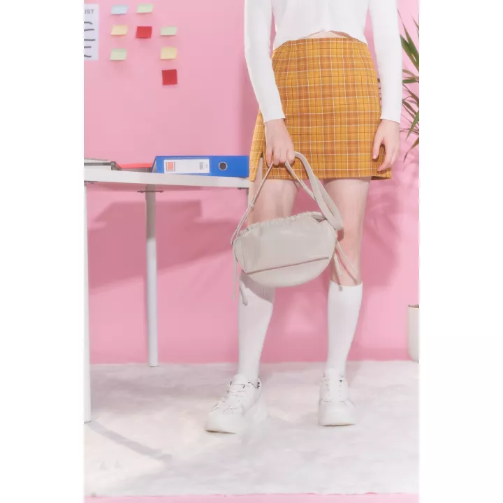 Claudia Canova Rukita Amanta Ruched Crossbody Bag Offwhite