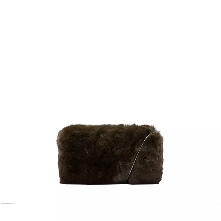 Claudia Canova Teddie Nola Faux Fur Mini Crossbody Bag Green