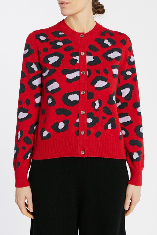 clements ribeiro Leopard Cardigan Cardinal