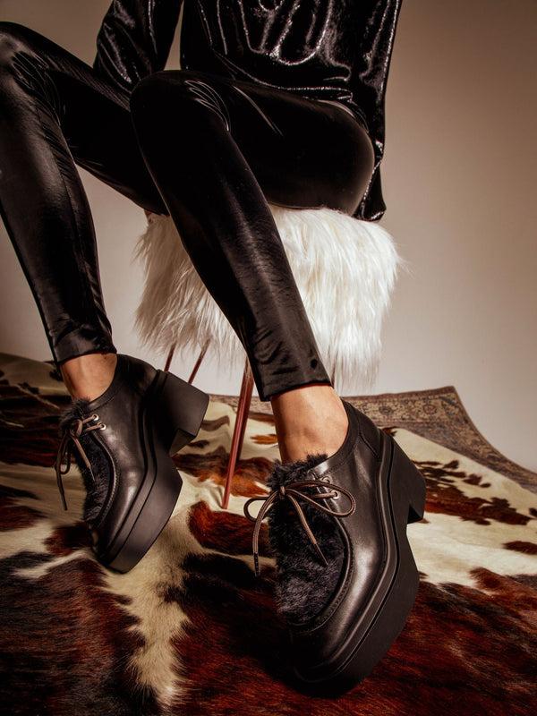 Clergerie NORTON Black & Faux Fur