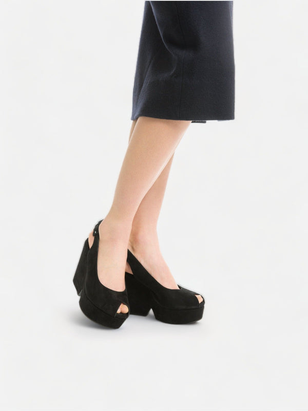 Clergerie WEDGES - DYLAN Wedges Suede Goatskin Black