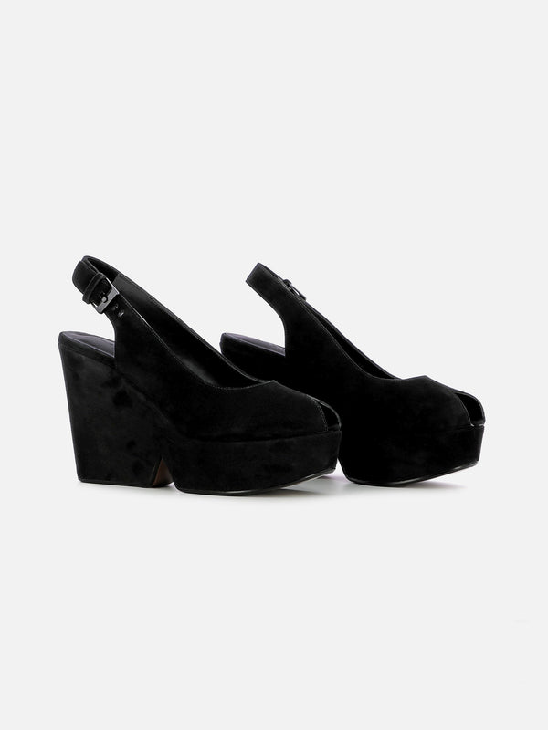 Clergerie WEDGES - DYLAN Wedges Suede Goatskin Black
