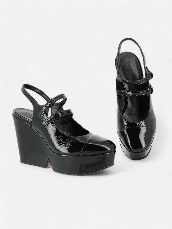 Clergerie WEDGES - BONITA Pumps Varnished Goatskin Black
