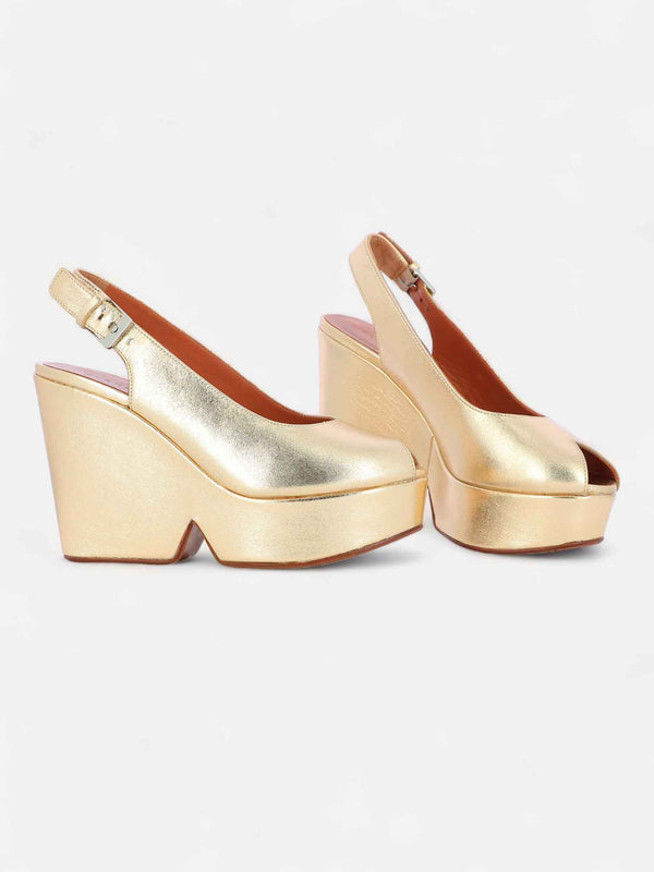 Clergerie WEDGES - DYLAN Wedges Leather Gold Metallic