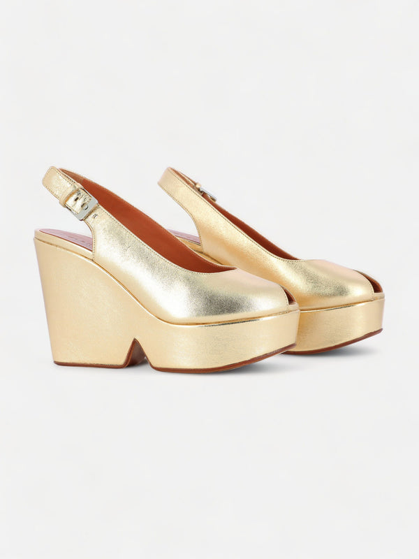 Clergerie WEDGES - DYLAN Wedges Leather Gold Metallic