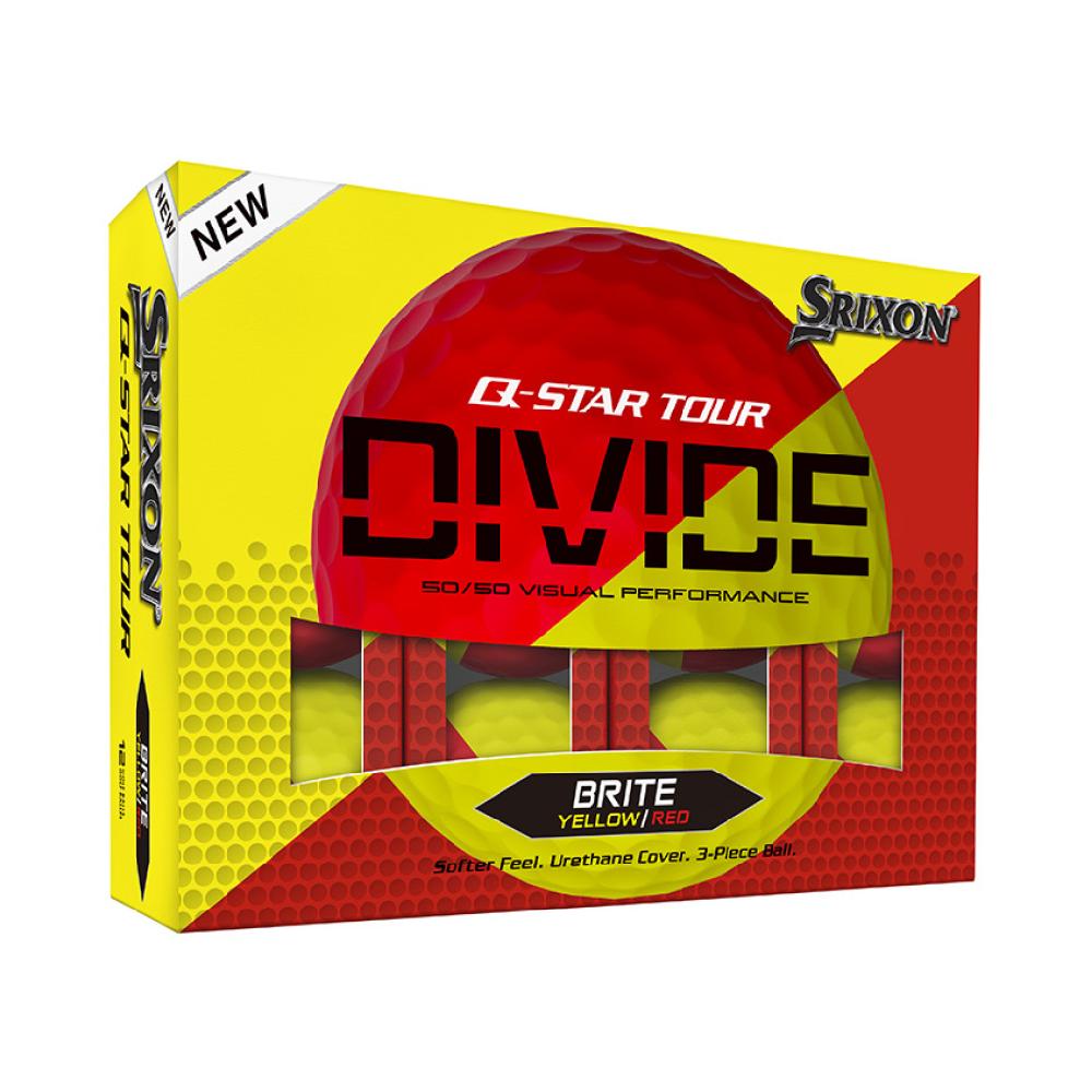Cleveland Golf Q-STAR TOUR DIVIDE Golf Balls – BRITE Yellow/Red