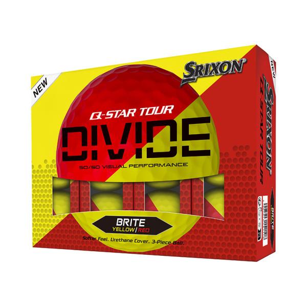 cleveland golf Q-STAR TOUR DIVIDE Golf Balls – BRITE Yellow/Red